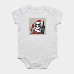 AI Created Christmas Design- A Cat and her bottle Baby Bodysuit